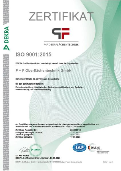 Dekra Zertifikat ISO