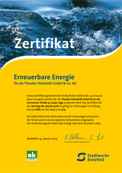 Zertifizierung für erneuerbare Energien